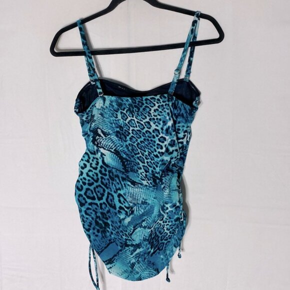 5/$25 Christina Blue Animal Print Tankini Bikini Top Swim Top 12 - Picture 2 of 11